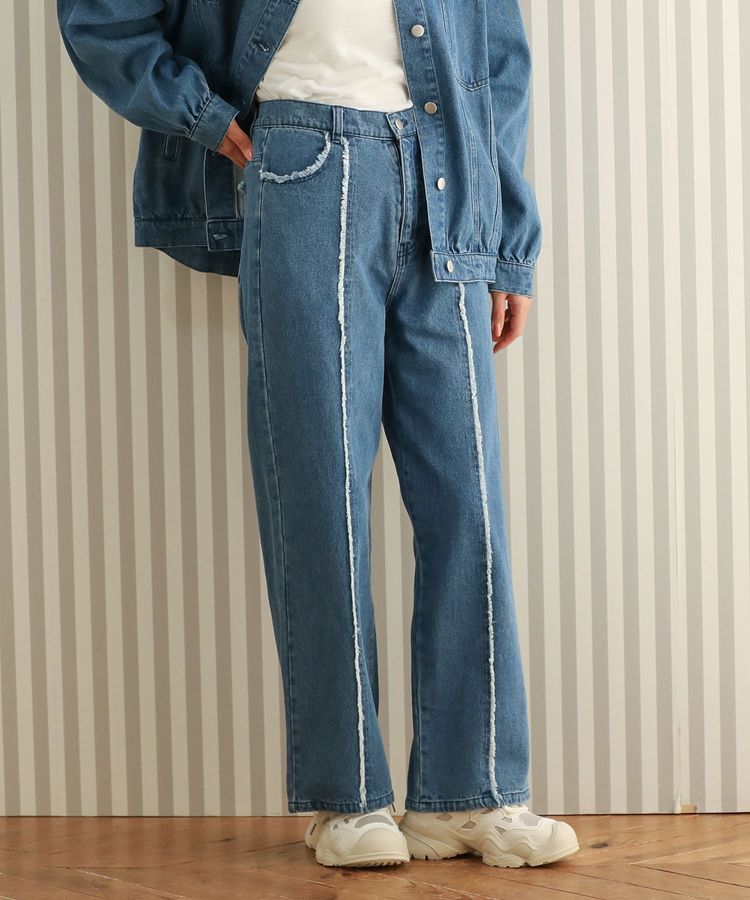Green Parks「・DOUBLE FLAGS センターフリンジラインデニム」|デニム|