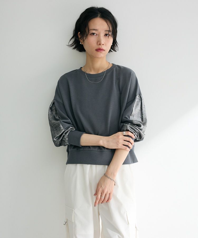 Green Parks「箔プリントドッキング裏毛プルオーバー」|スウェット・ジャージ|