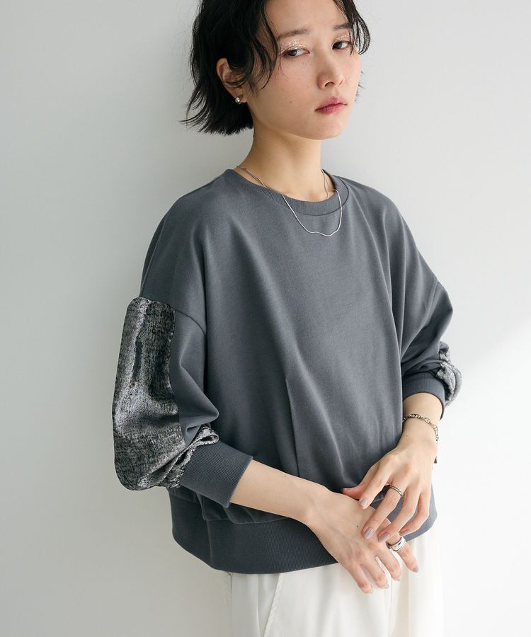 Green Parks「箔プリントドッキング裏毛プルオーバー」|スウェット・ジャージ|