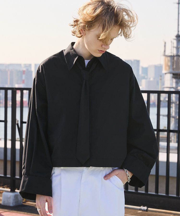 Green Parks「A.ネクタイ付きワイドスリーブショート丈シャツ」|シャツ・ブラウス|