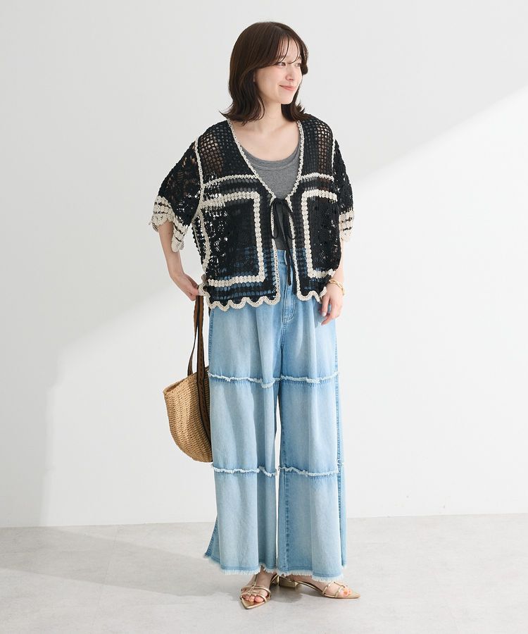 Green Parks「・ELENCARE DUE カギ針風レースカーデ」|カーディガン|