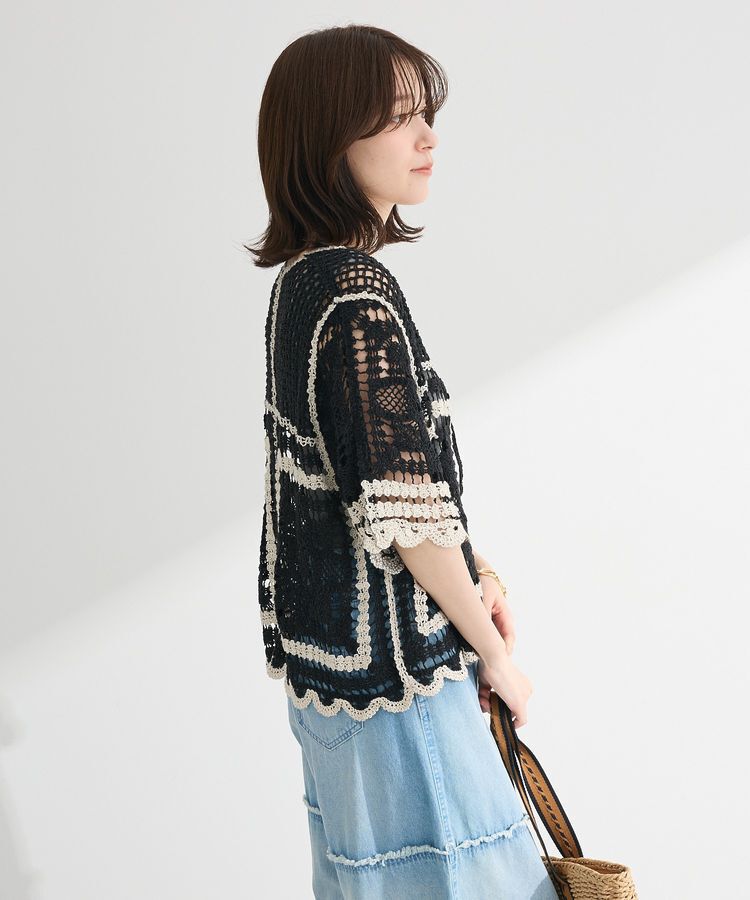 Green Parks「・ELENCARE DUE カギ針風レースカーデ」|カーディガン|