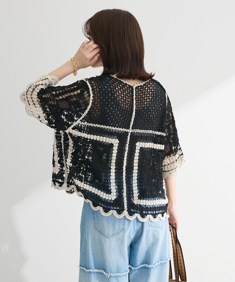 Green Parks「・ELENCARE DUE カギ針風レースカーデ」|カーディガン|