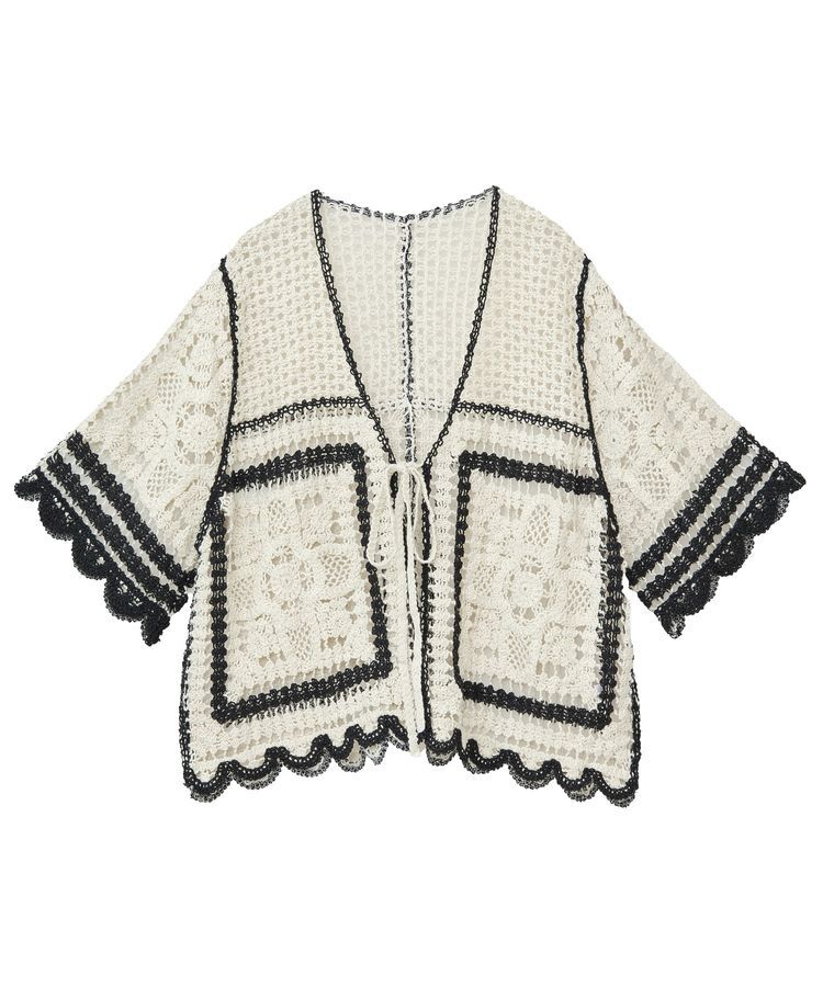 Green Parks「・ELENCARE DUE カギ針風レースカーデ」|カーディガン|