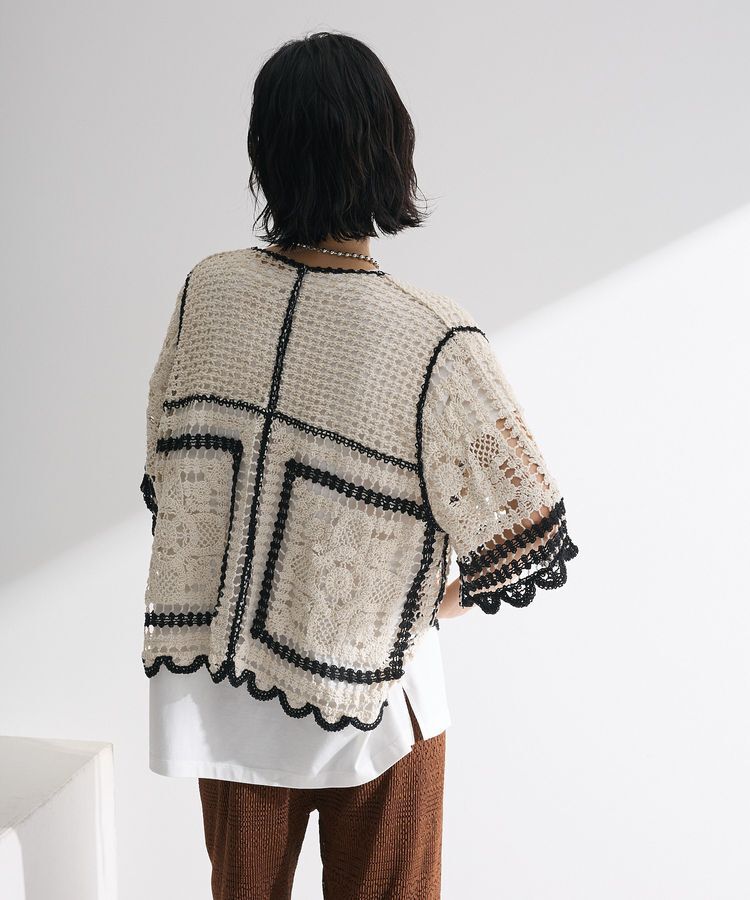 Green Parks「・ELENCARE DUE カギ針風レースカーデ」|カーディガン|