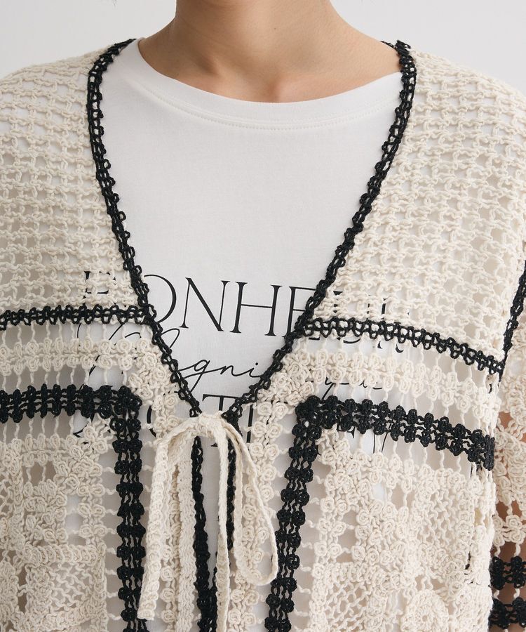 Green Parks「・ELENCARE DUE カギ針風レースカーデ」|カーディガン|