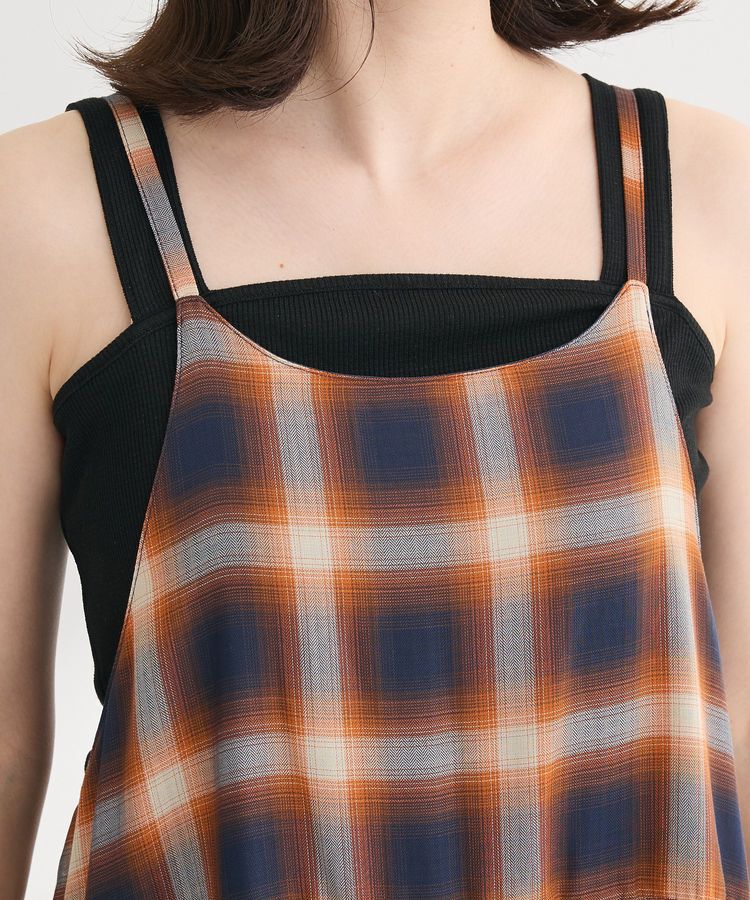 Green Parks「・Petit Fleur オンブレーチェックキャミワンピ」|ワンピース|