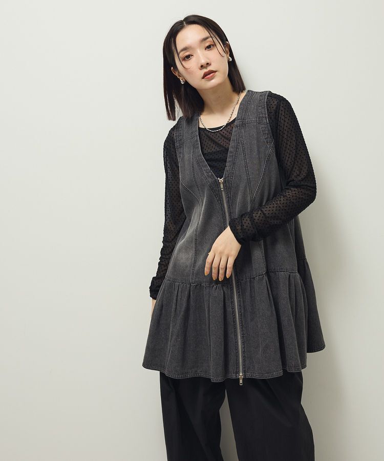 Green Parks「・SUGAR SPOON W-ZIPデニムミニワンピ」|ワンピース|Black