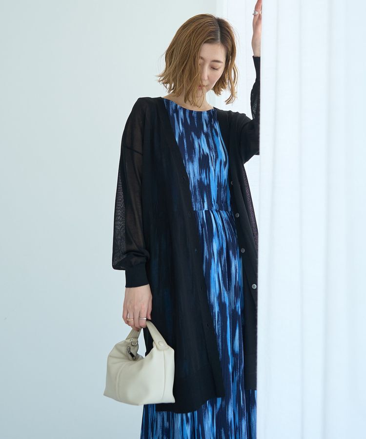 YECCA VECCA「シアーニットロング丈カーディガン」|カーディガン|Black