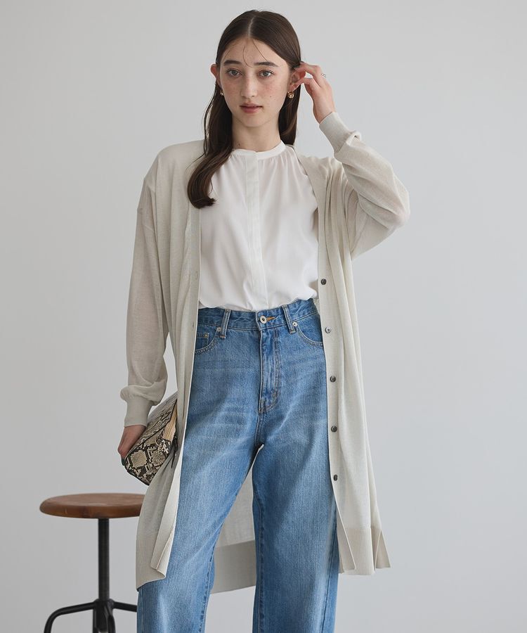 YECCA VECCA「シアーニットロング丈カーディガン」|カーディガン|