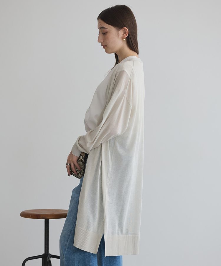 YECCA VECCA「シアーニットロング丈カーディガン」|カーディガン|