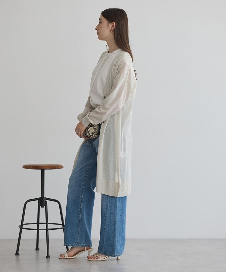 YECCA VECCA「シアーニットロング丈カーディガン」|カーディガン|