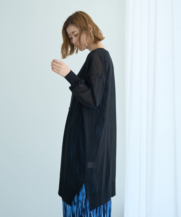 YECCA VECCA「シアーニットロング丈カーディガン」|カーディガン|