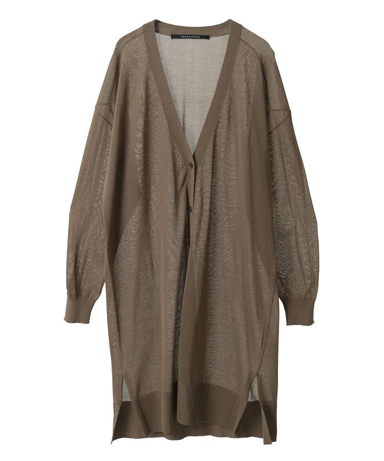 YECCA VECCA「シアーニットロング丈カーディガン」|カーディガン|