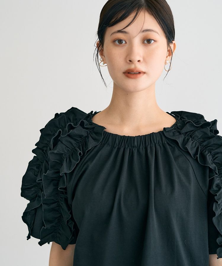 YECCA VECCA「【UVカット】フリルスリーブカットソー」|Tシャツ・カットソー|