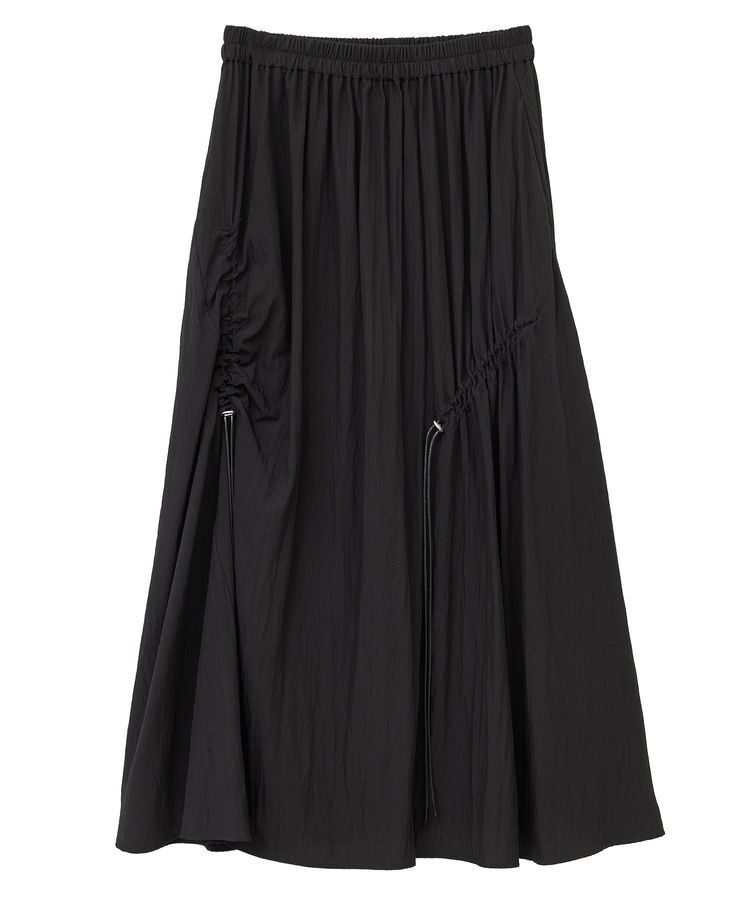 Editt by YECCA VECCA「ドロストデザインロングスカート」|フレア|Black