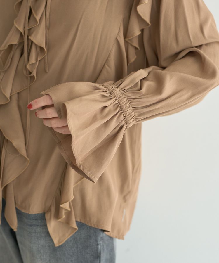 YECCA VECCA「ラッフルリボンロングブラウス」|シャツ・ブラウス|