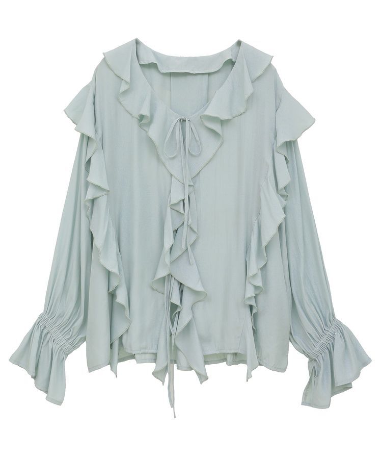 YECCA VECCA「ラッフルリボンロングブラウス」|シャツ・ブラウス|