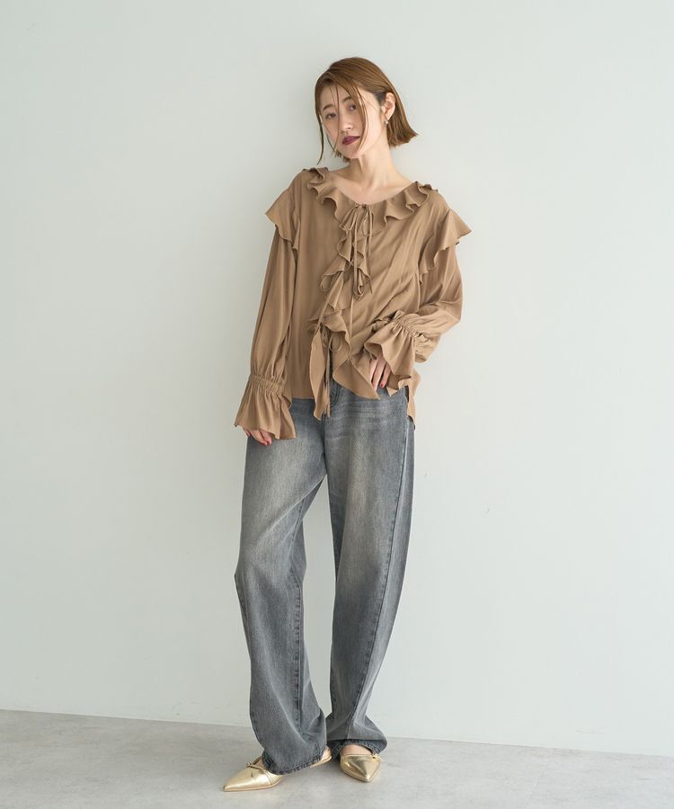 YECCA VECCA「ラッフルリボンロングブラウス」|シャツ・ブラウス|