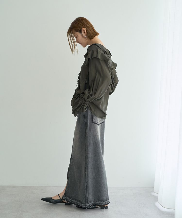 YECCA VECCA「ラッフルリボンロングブラウス」|シャツ・ブラウス|