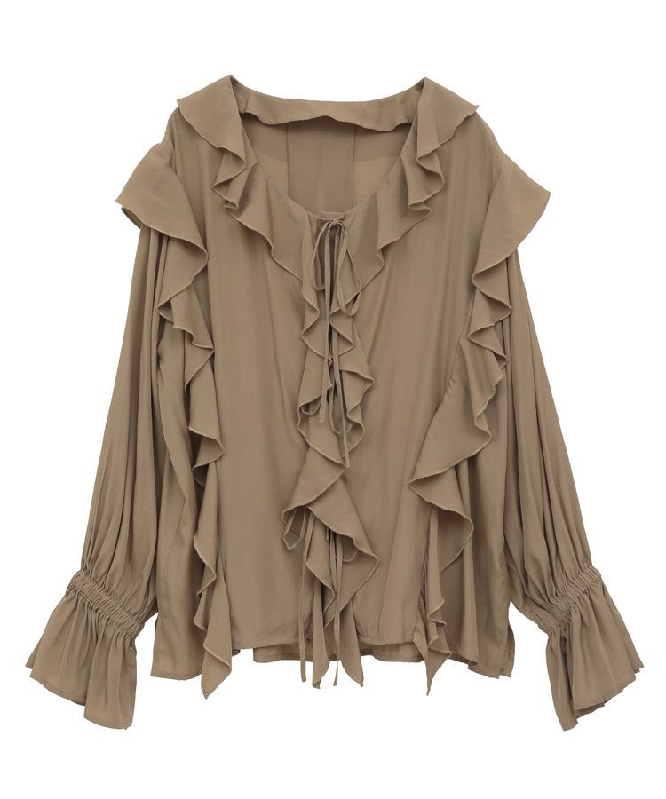 YECCA VECCA「ラッフルリボンロングブラウス」|シャツ・ブラウス|