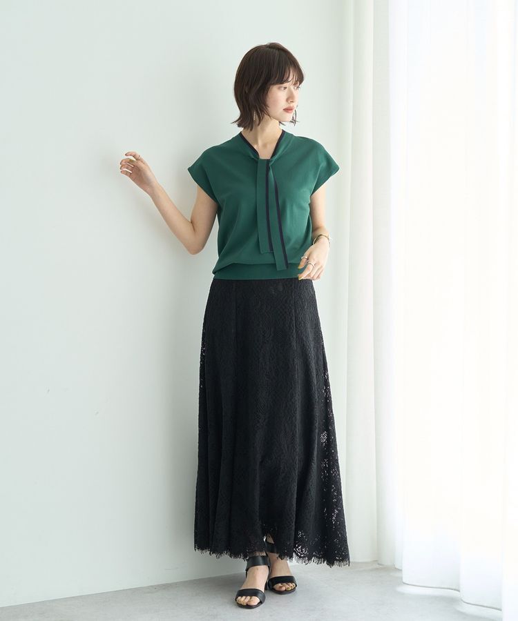 YECCA VECCA「【UVカット】配色ボウタイニット」|ニット・セーター|