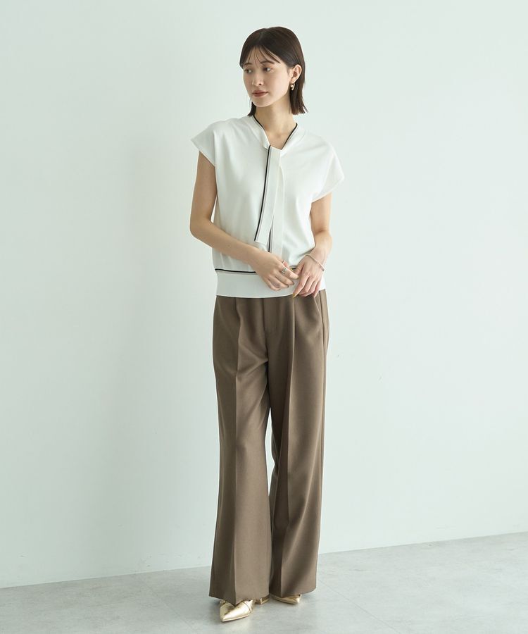 YECCA VECCA「【UVカット】配色ボウタイニット」|ニット・セーター|