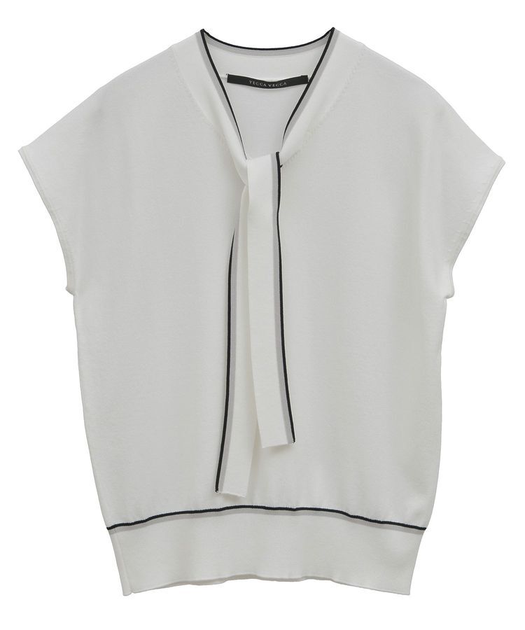 YECCA VECCA「【UVカット】配色ボウタイニット」|ニット・セーター|