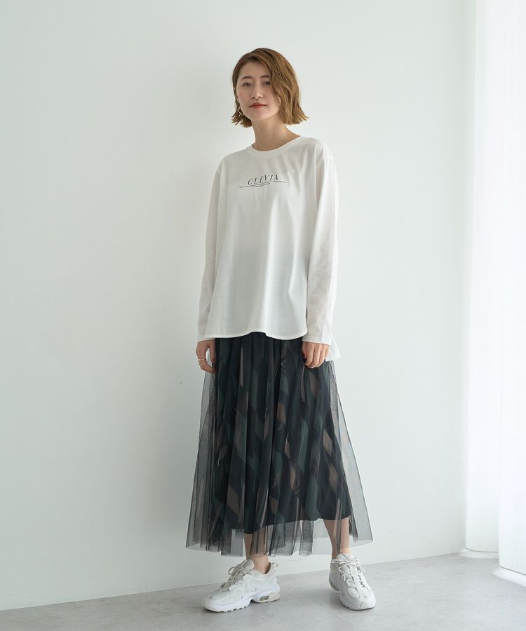 YECCA VECCA「プリントチュールスカート」|フレア|