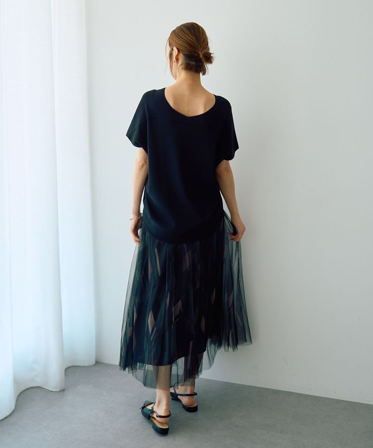 YECCA VECCA「プリントチュールスカート」|フレア|