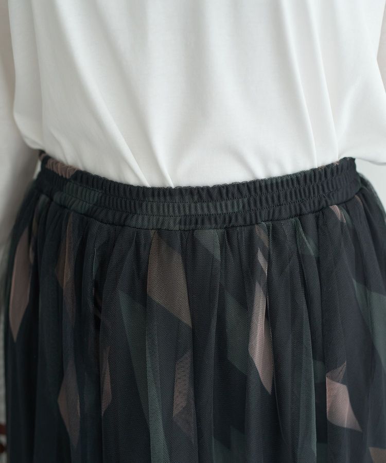 YECCA VECCA「プリントチュールスカート」|フレア|