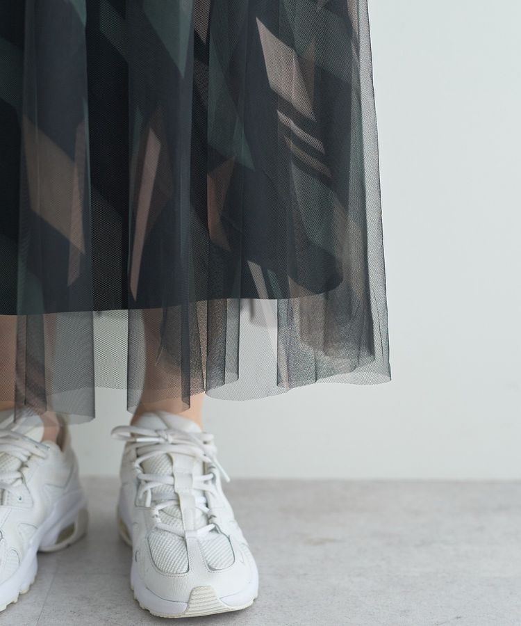 YECCA VECCA「プリントチュールスカート」|フレア|