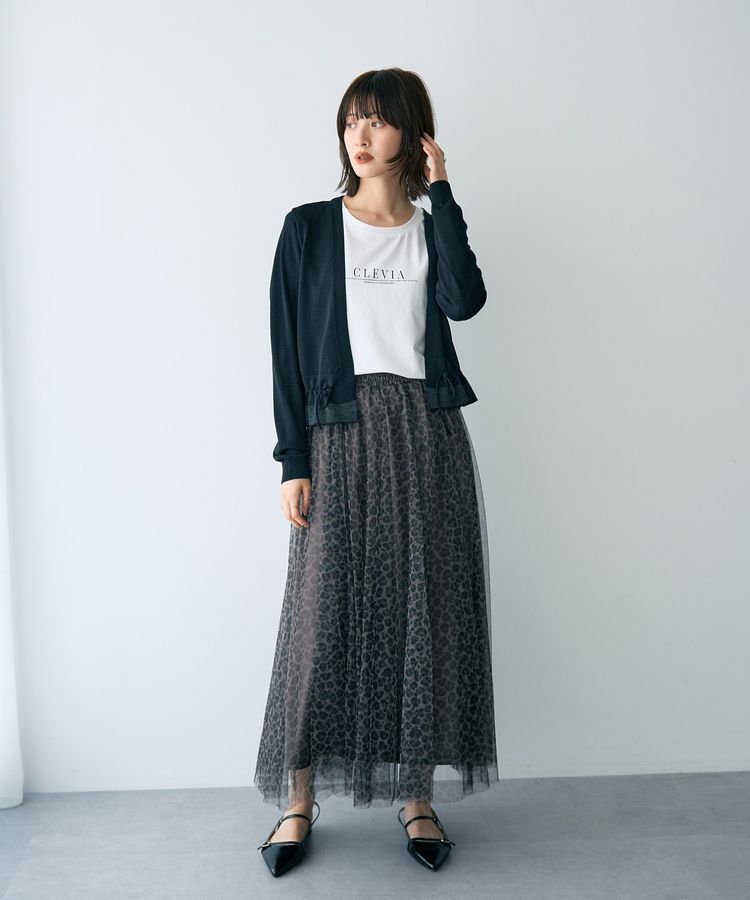 YECCA VECCA「プリントチュールスカート」|フレア|
