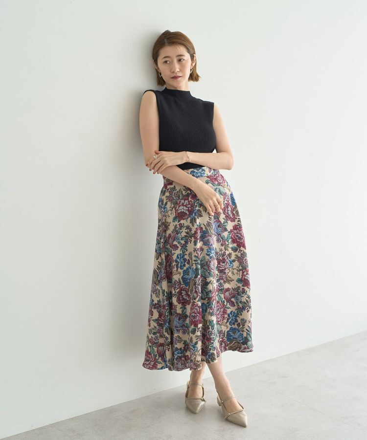 YECCA VECCA「ゴブラン柄フレアスカート」|フレア|