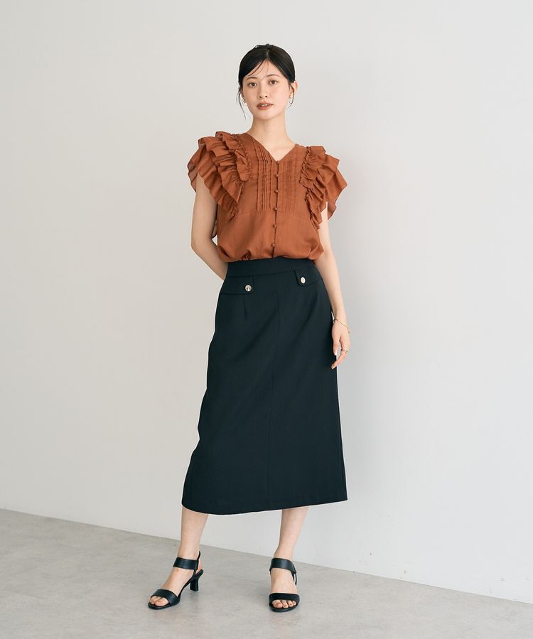 YECCA VECCA「ポケットデザインナロースカート」|タイト|