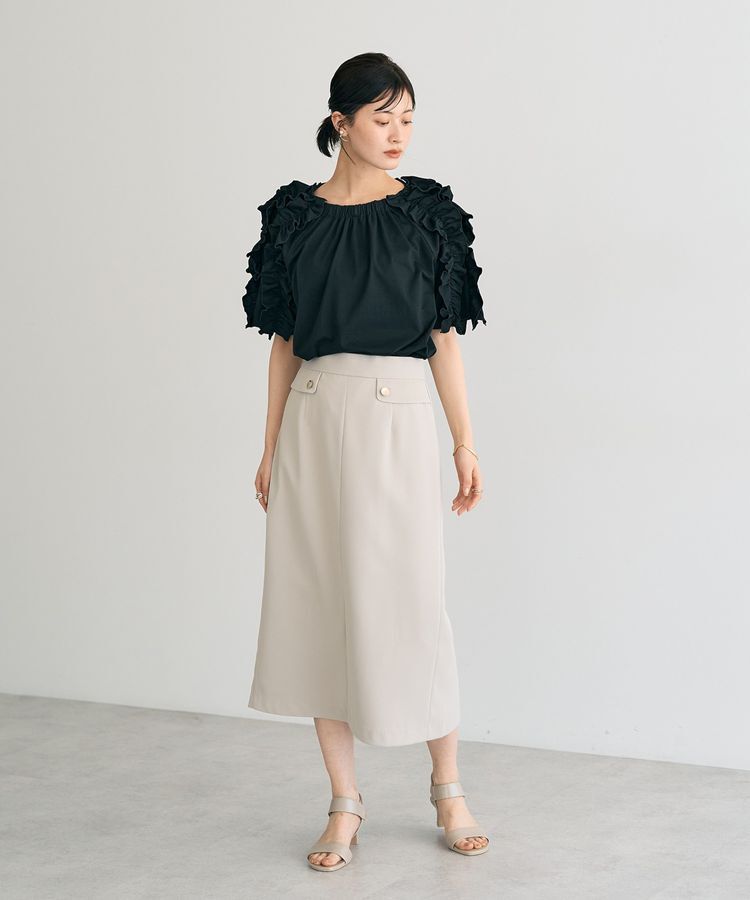 YECCA VECCA「ポケットデザインナロースカート」|タイト|