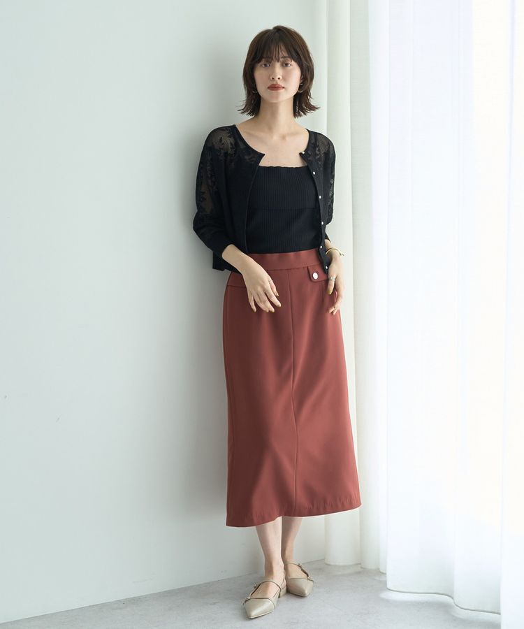 YECCA VECCA「ポケットデザインナロースカート」|タイト|Terracotta