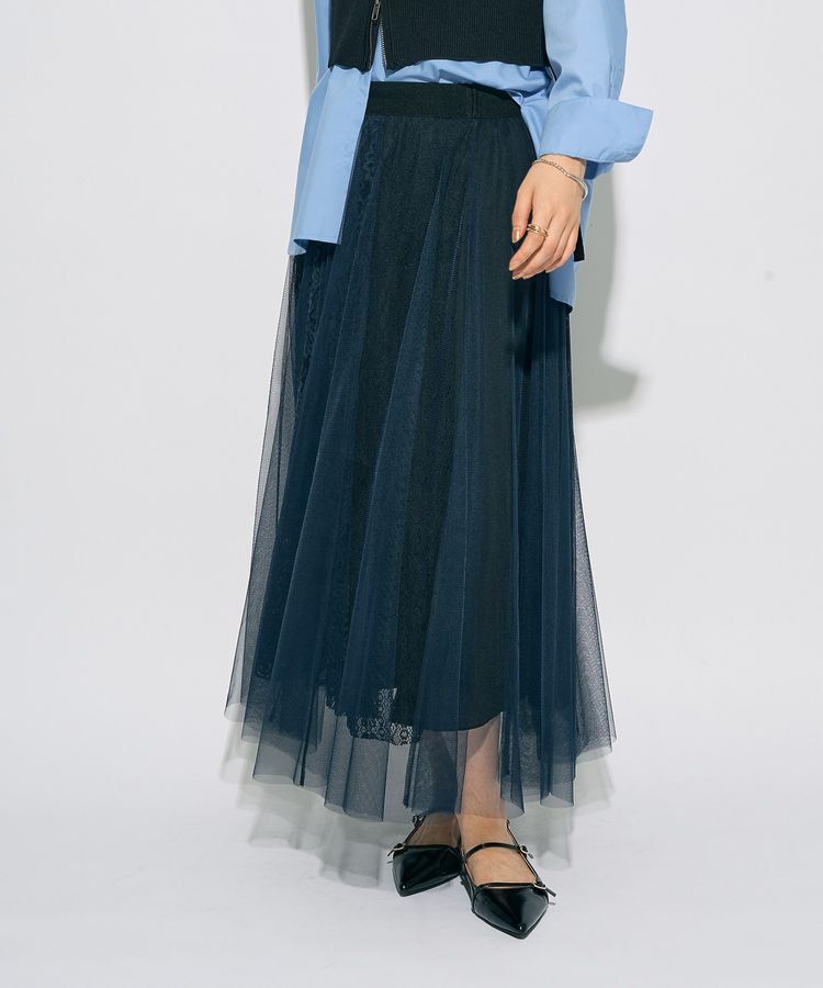 Editt by YECCA VECCA「【archive】レースブロッキングチュールスカート」|フレア|