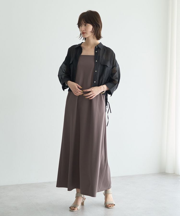 YECCA VECCA「【2点SET】シアーシャツ&times;Aラインキャミワンピース」|ワンピース|