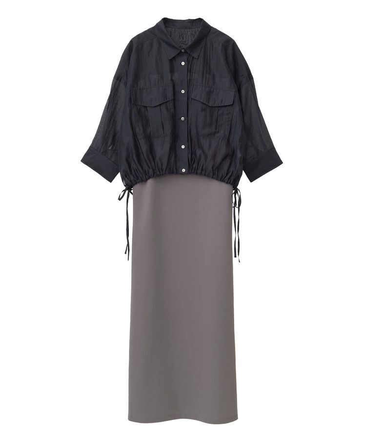 YECCA VECCA「【2点SET】シアーシャツ&times;Aラインキャミワンピース」|ワンピース|