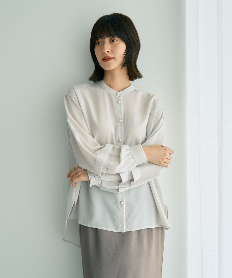 YECCA VECCA「2way裾アレンジパール釦ブラウス」|シャツ・ブラウス|