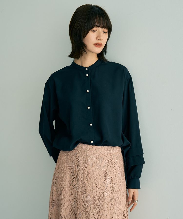 YECCA VECCA「2way裾アレンジパール釦ブラウス」|シャツ・ブラウス|Navy