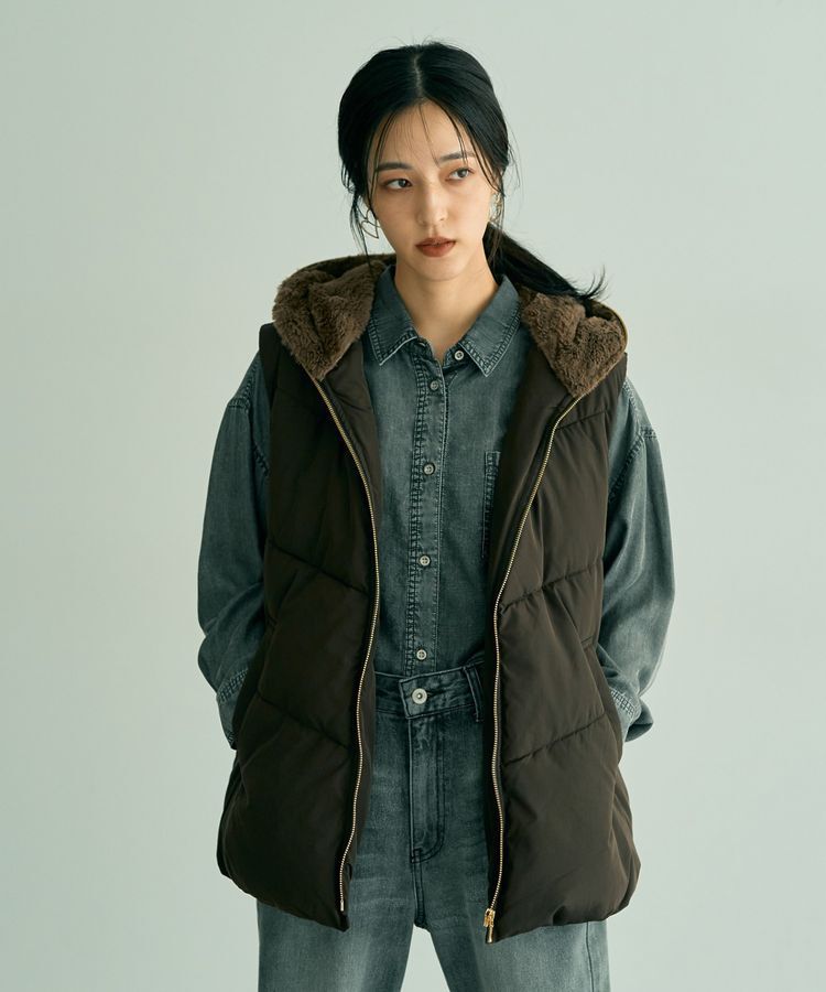 YECCA VECCA「中綿フーディージレ」|ブルゾン・スタジャン|