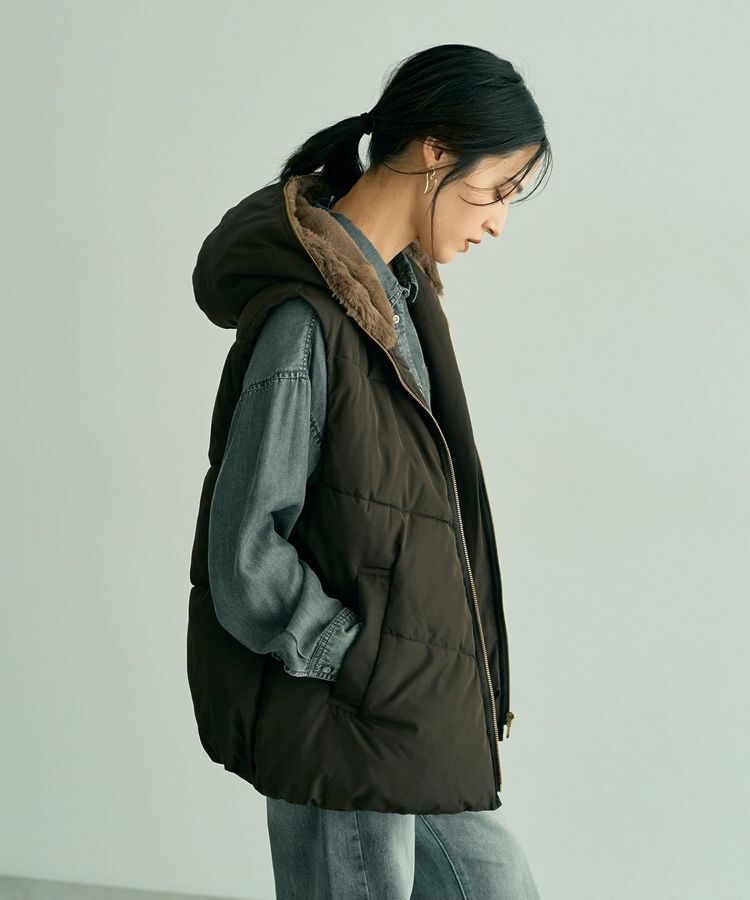 YECCA VECCA「中綿フーディージレ」|ブルゾン・スタジャン|