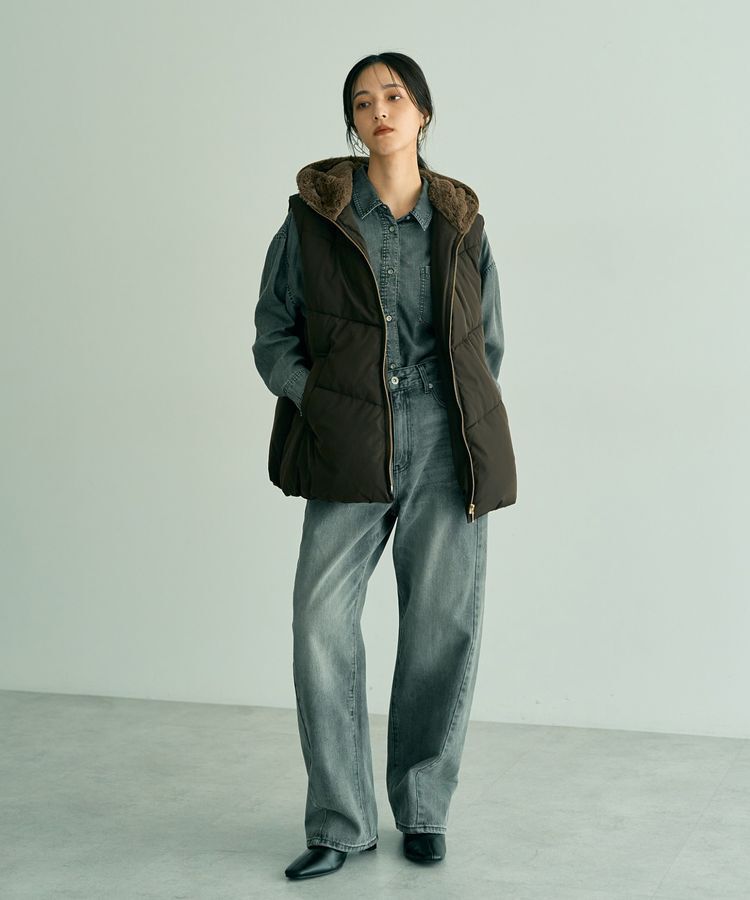 YECCA VECCA「中綿フーディージレ」|ブルゾン・スタジャン|