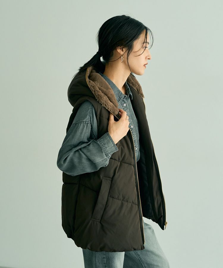 YECCA VECCA「中綿フーディージレ」|ブルゾン・スタジャン|