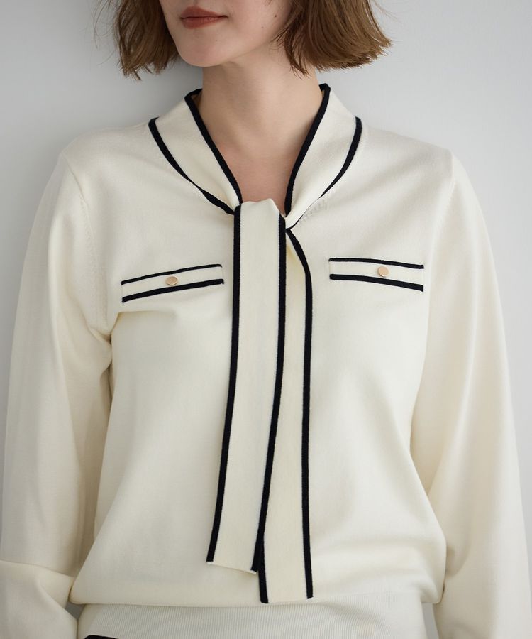 YECCA VECCA「配色ボウタイニット」|ニット・セーター|