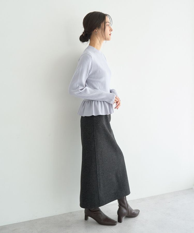 YECCA VECCA「メルトンナロースカート」|タイト|