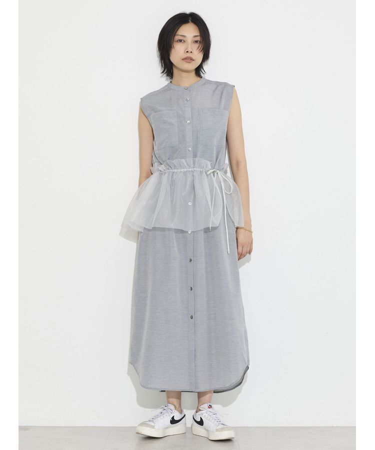 GARAGE OF GOOD CLOTHING「【日本製】チュールラップスカート付ノースリーブワンピースA」|ワンピース|Dark Gray