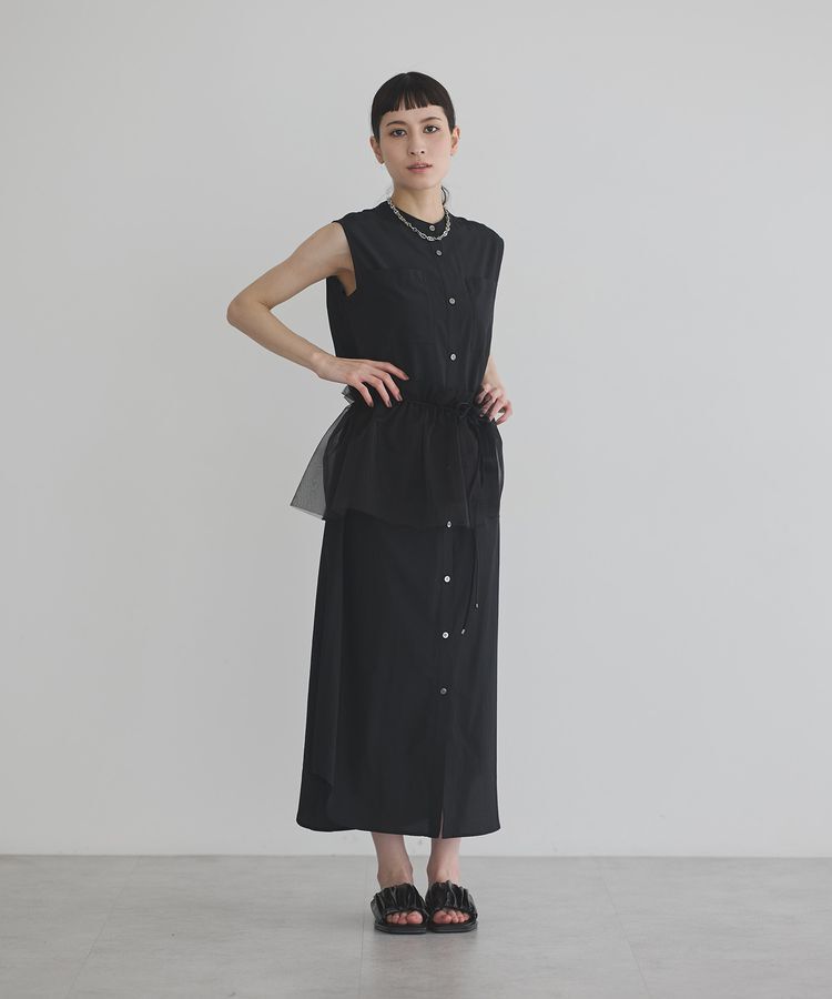 GARAGE OF GOOD CLOTHING「【日本製】チュールラップスカート付ノースリーブワンピースA」|ワンピース|